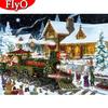 Full Drill Diamond Painting House Diamond Embroidery Winter Cross Stitch Train Mosaic Landscape Handicraft Christmas Gift