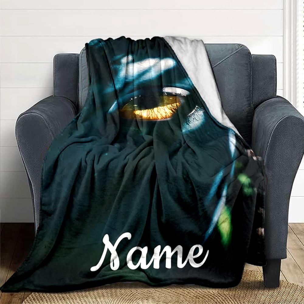 Custom Name Eerie Eye Shadows Party Blanket For Couch Bed Plush Cozy Fuzzy Blanket Super Soft Warm Blankets For Fall And Winter 0916283