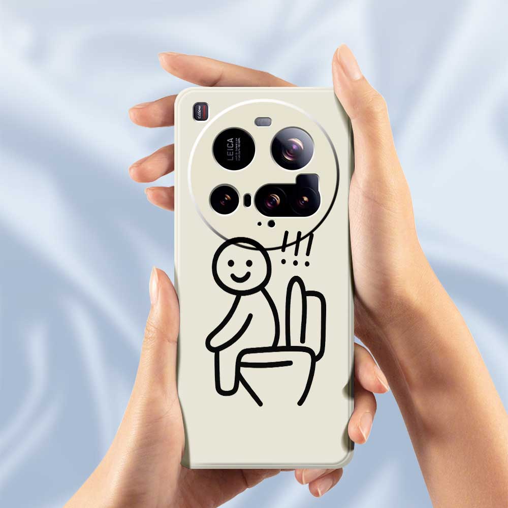 For Xiaomi 15 Ultra Case Stickman Toilet Pattern Printing Straight Edge TPU Phone Back Cover