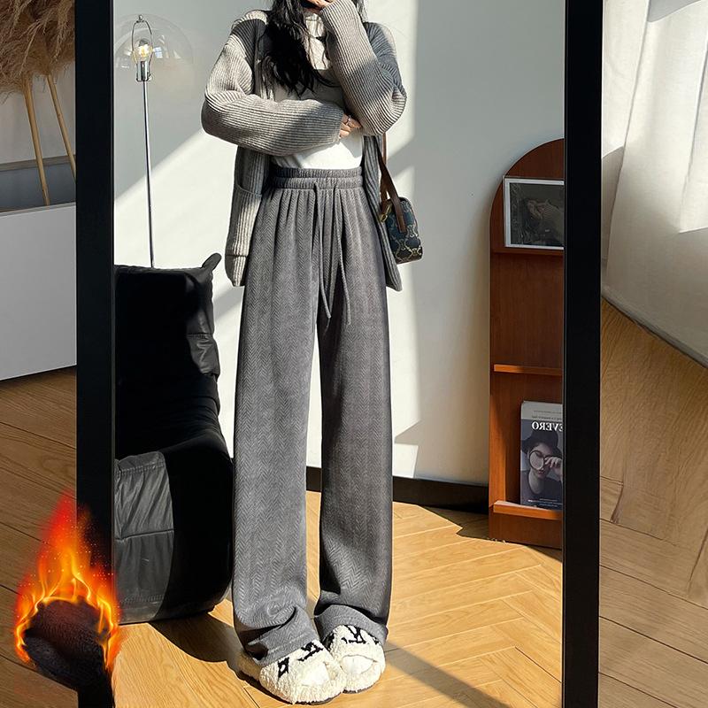 Брюки палаццо женские осенне-зимние новые свободные и ленивые прямые брюки драпирующиеся с высокой талией бархатные брюки