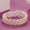 Fashion Wedding Bride Pearl Crystal Rhinestone Bracelet Multi Layer Bangle