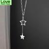 Длинное ожерелье из полого серебра 925 пробы с надписью «Звезда удачи», винтажное ожерелье из тайского серебра для женщин и мужчин, ювелирные изделия S -N595
