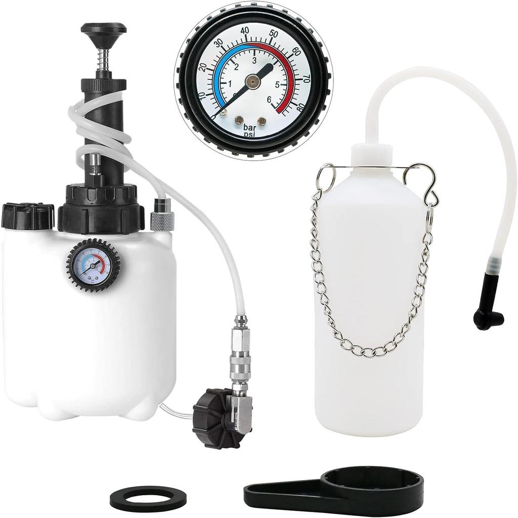 3L Liquid Brake Bleed Kit with 1L Refill Bottle & Cylinder Adapter, Vacuum Pump Bleed Pressure 10-30 PSI for Car Clutch Pneumatic A B S Systems