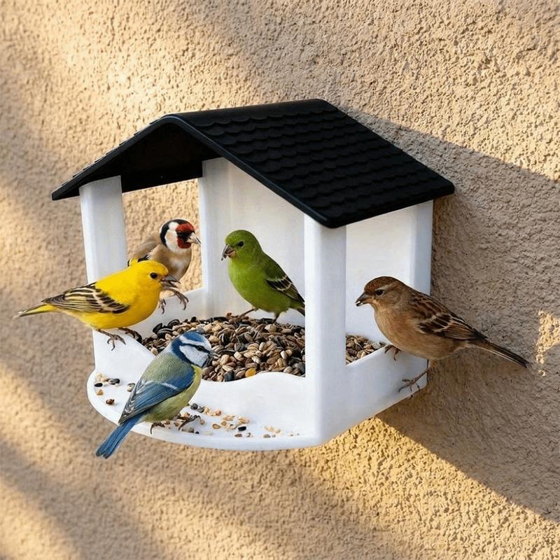 Waterproof Wall Hanging Bird Feeder House Shape Rainproof Wild Bird Feeder Large Capacity Plastic Bird Feeder House Window