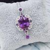 Sace Gems S925 стерлингового серебра 13 мм натуральный аметист кулон ожерелья для женщин помолвка коктейльная вечеринка ювелирные изделия