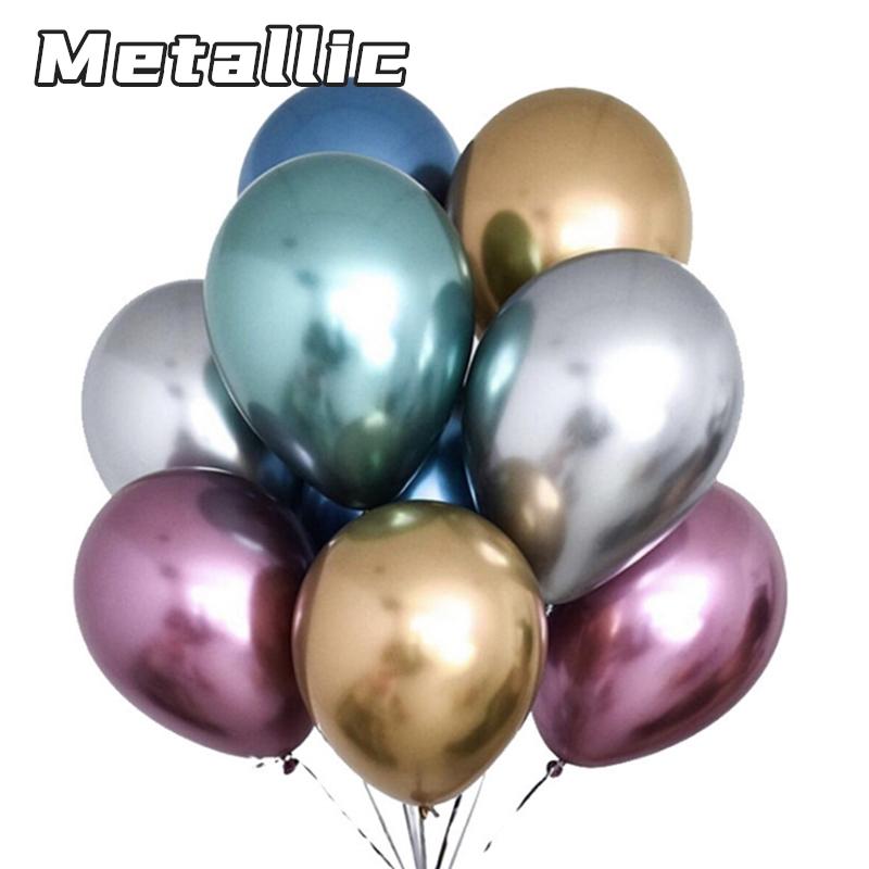 10PCS Gold Silver Metal Latex Confetti Balloons Baby Shower Wedding New Year Birthday Party Decorations Matte