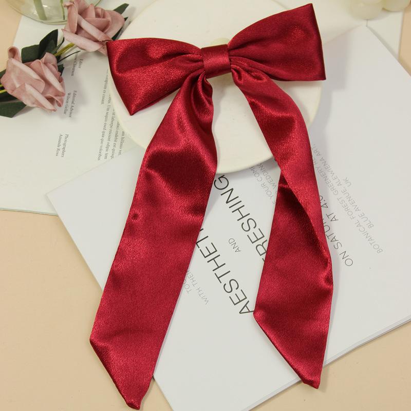 1PC Korean Solid Color Ribbon Bow Hairpin Girls Fashion Big Bow Long Streamer Hairpin Hair Accessories