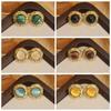 Oblate Shape Flower Earrings Stainless Steel Round Earrings New Opal Earrings  Gift Giving