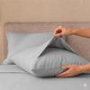 The White Stone Parure de Lit en Percale de Coton 200 TC | Drap Housse, Drap Plat et  Taie d'Oreiller 