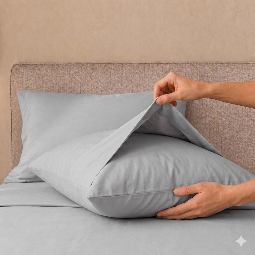 The White Stone Parure de Lit en Percale de Coton 200 TC | Drap Housse, Drap Plat et Taie d'Oreiller