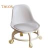 Low Rolling Stool with Backrest 360 Degrees Swivel Wheels Faux Leather Cushion Roller Seat Heavy Duty Rotating Mini Chair Seating Stool