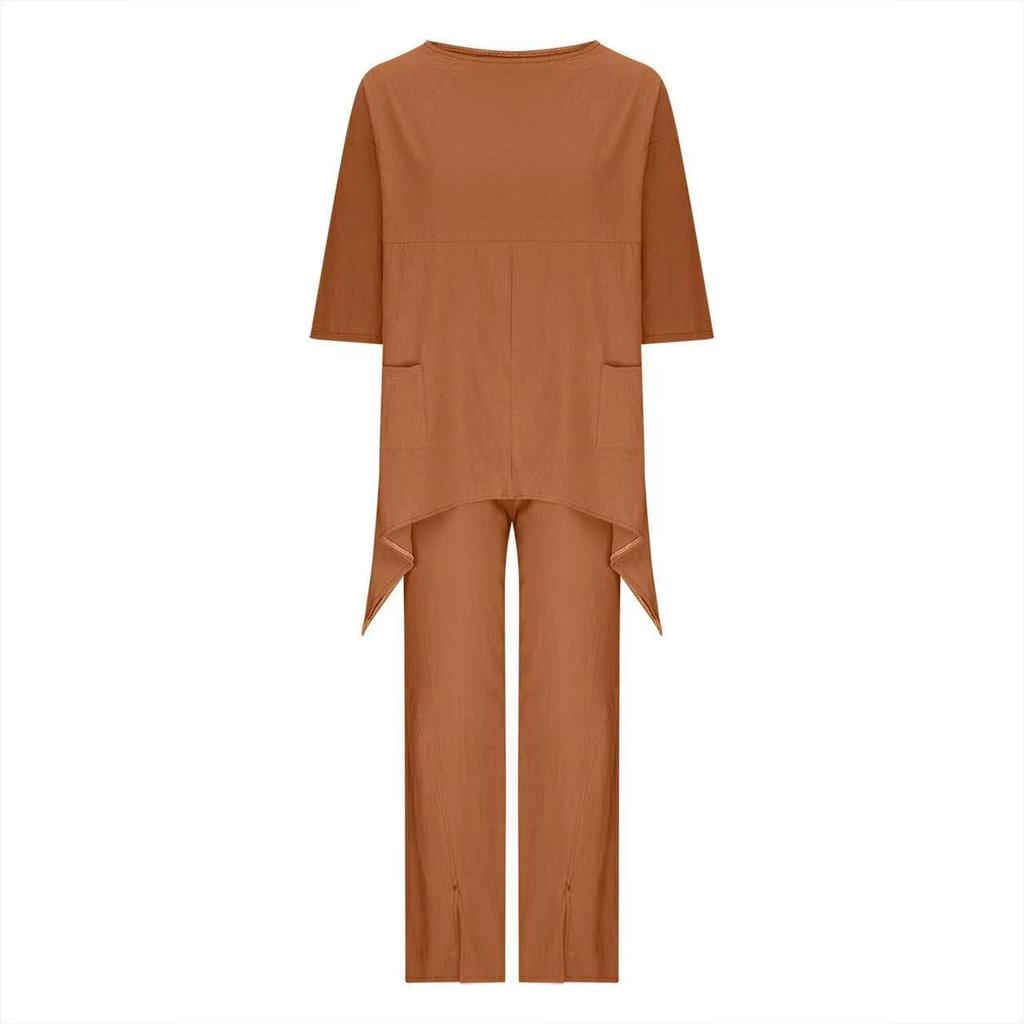 Женская блузка и брюки, повседневный комплект из двух частей, брючный костюм