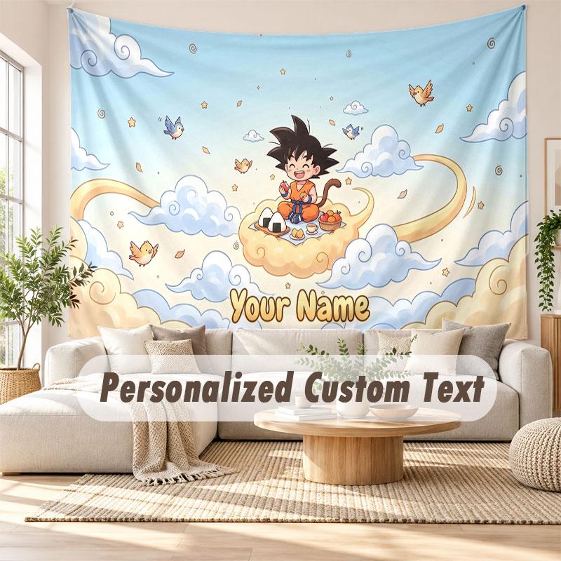 Custom Name Wall Hanging Tapestry,Dragon Ball Decorative Backdrop Tapestry For Dorm Home