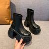 Модные женские ботинки на толстой подошве высотой 8 см, новые осенние кожаные кроссовки, зимние водонепроницаемые мотоциклетные ботинки, ботинки до середины голени на высокой платформе