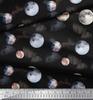 Soimoi Black Poly Crepe Fabric Planet Galaxy Decor Fabric Printed metre 42 Inch