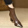 Ботильоны с острым носком на высоком каблуке для женщин, новые кожаные толстые зимние ботинки, мода осень-зима Botas Mujer