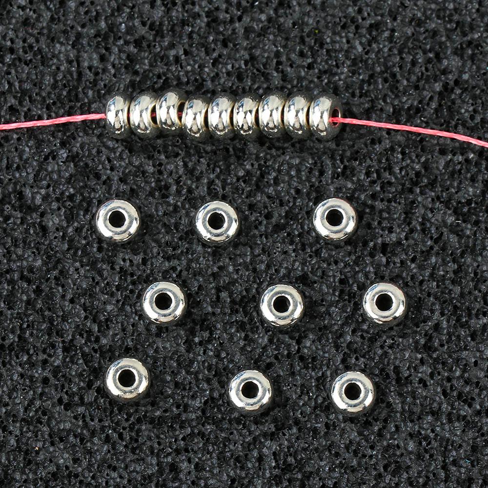 100pcs/set Round Silver Stainless Steel Bracelet Components DIY Tool Spacer Beads Jewelry Making