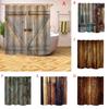 Штора Рустик для душа Дерево Амбарная дверь Узор Занавеска для ванны Водонепроницаемая с крючками