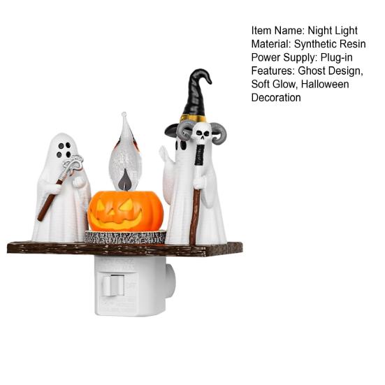 Halloween Ghost Night Light Plug-in Flickering Ghost Campfire Wall Light Wizard Ghost Nightlight for Kids Gift Halloween Party Decoration