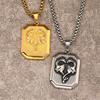 New Retro Punk Square Brand Double Dragon Titanium Steel Men's Pendant Ins Niche Fashion Street Trend Necklace