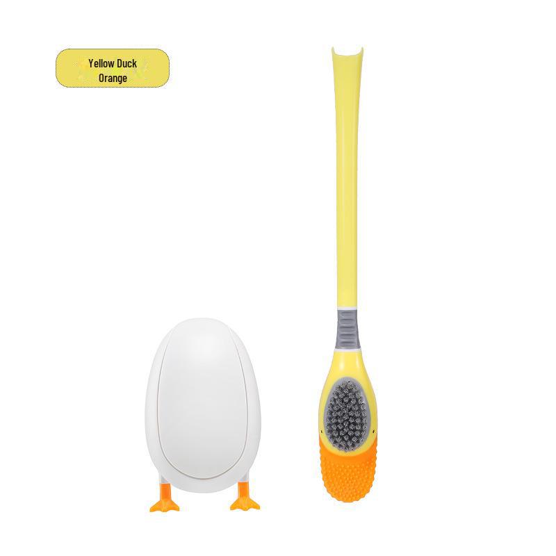 Silicone Duck Toilet Brush - Wall-Mount, No-Punch Design for Bathroom Cleaning