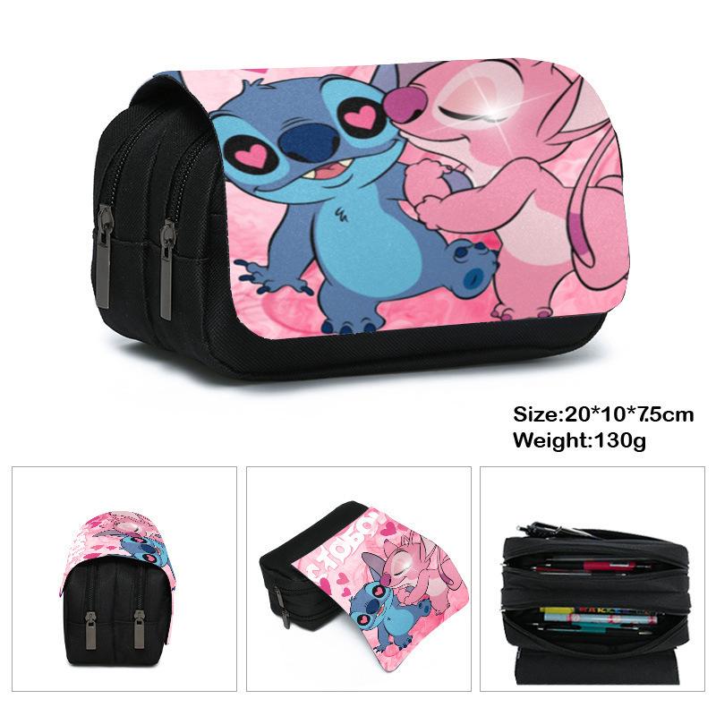 Printed Polyester Pencil Case, Large-Capacity Storage Bag, Double-Layer Flip Cover, Stationery Box.