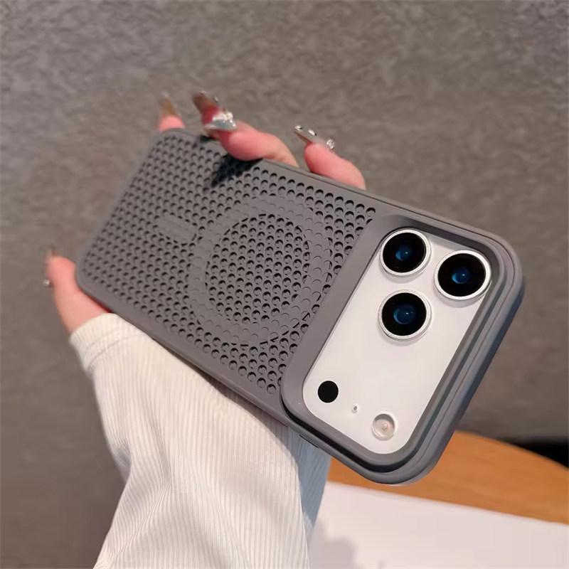 Сетчатый чехол для отвода тепла для беспроводной зарядки Magsafe для iPhone 17 16 15 14 Plus 13 12 11 Pro Max 17 Air Дышащая твердая крышка