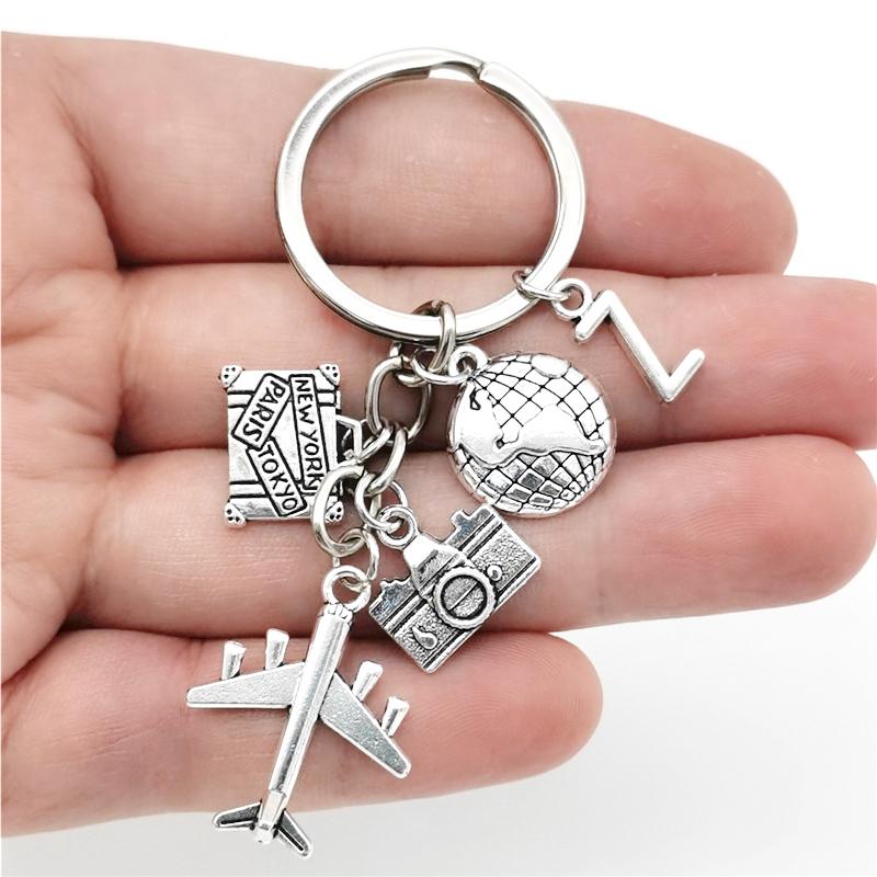 26 Букв Самолет Брелок Подвеска Самолет Брелок Земля Камера Шарм Брелок Лучшие Друзья Путешествия Ювелирные Изделия Подарки