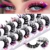 Exaggerated Color False Eyelashes 7 Pack Halloween Thick Eyelashes Stage Makeup Eyelashes