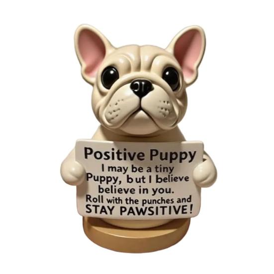 Emotional Support Puppy Statue Positive Dog Ornament Puppy Figurine with Motivational Message Inspirational Gift for Companion Coworkers