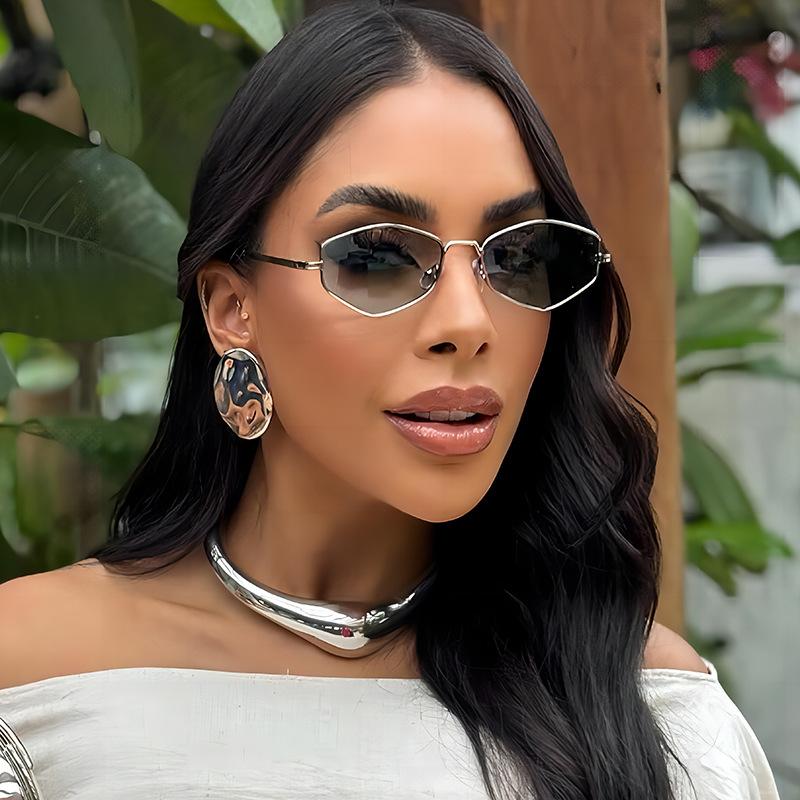 Солнцезащитные очки с маленькой оправой в форме ромба, женские, модные, овальные, ретро, для улицы, роскошные, металлические, кошачий глаз, UV400, для сексуальной девушки