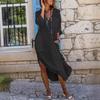 Solid Color Slit Loose Breathable Casual Long-sleeved Shirt Mid-length Dress