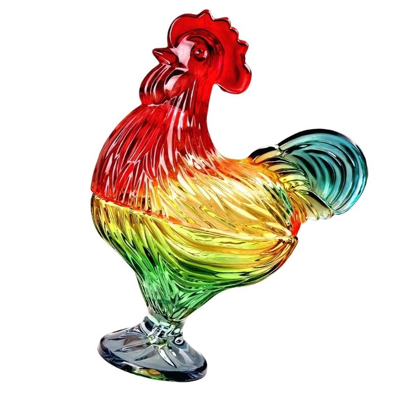 652F Glass Crystal Cocks-Shape Candy Dishes Creative Chicken Fruit Bowl with Lid Table Decoration Dessert Plate Home Decors