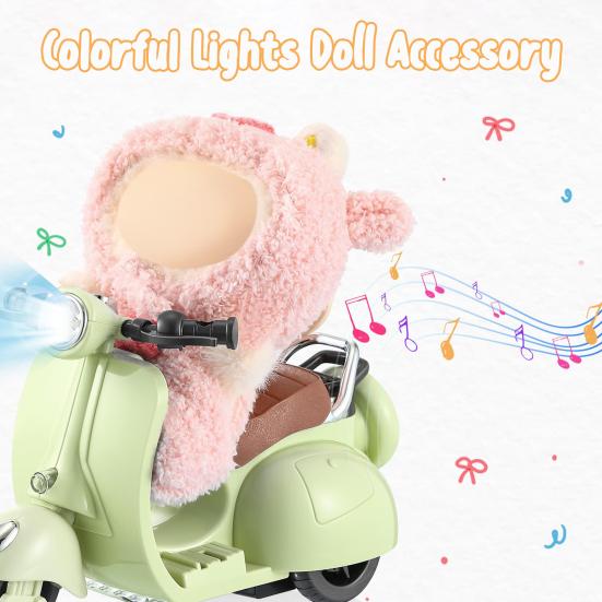 Doll Scooter Toy with Light And Music Cute Mini Motorcycle for La Bubu Accessories Interactive Desktop Decor for Doll Collectors