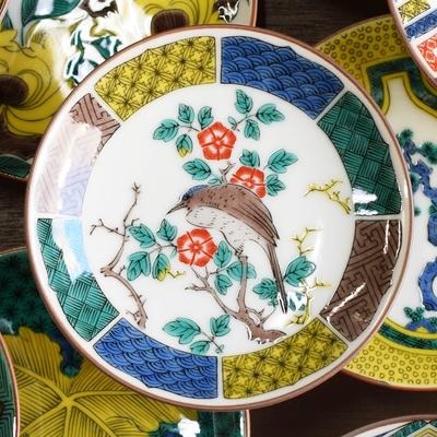 Кура Ваза Стильная керамика Кутани маленькая старая Кутани цветная эмаль цветок и птица керамическая маленькая сервировочная брендовая японская - тарелки, шедевры,
