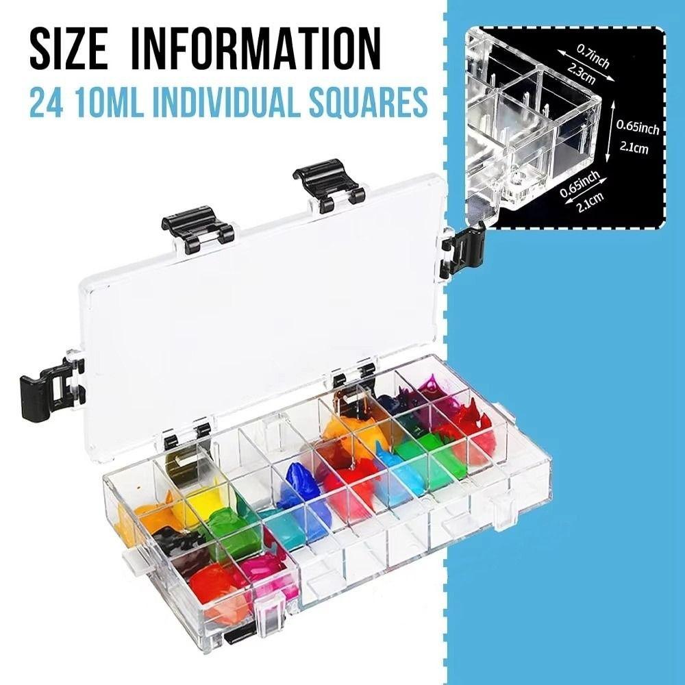 Airtight Leakproof Paint Palette Tray 12/24/36 Wells Watercolor Palette Box Travel Palette