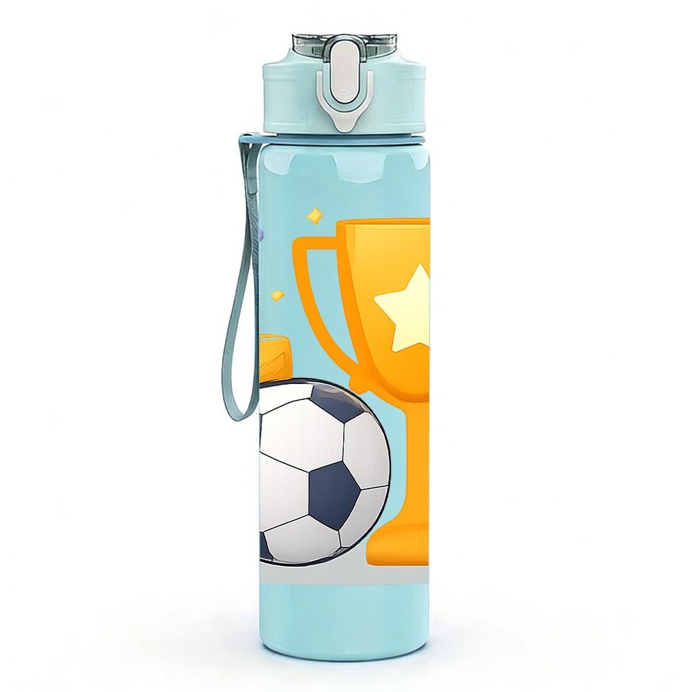 1PC Trophy Soccer Ball Winner 750ml Color Plastic Sports Water Bottle Leakproof Flip Straw Lid Suitable for Sports Office Home Use