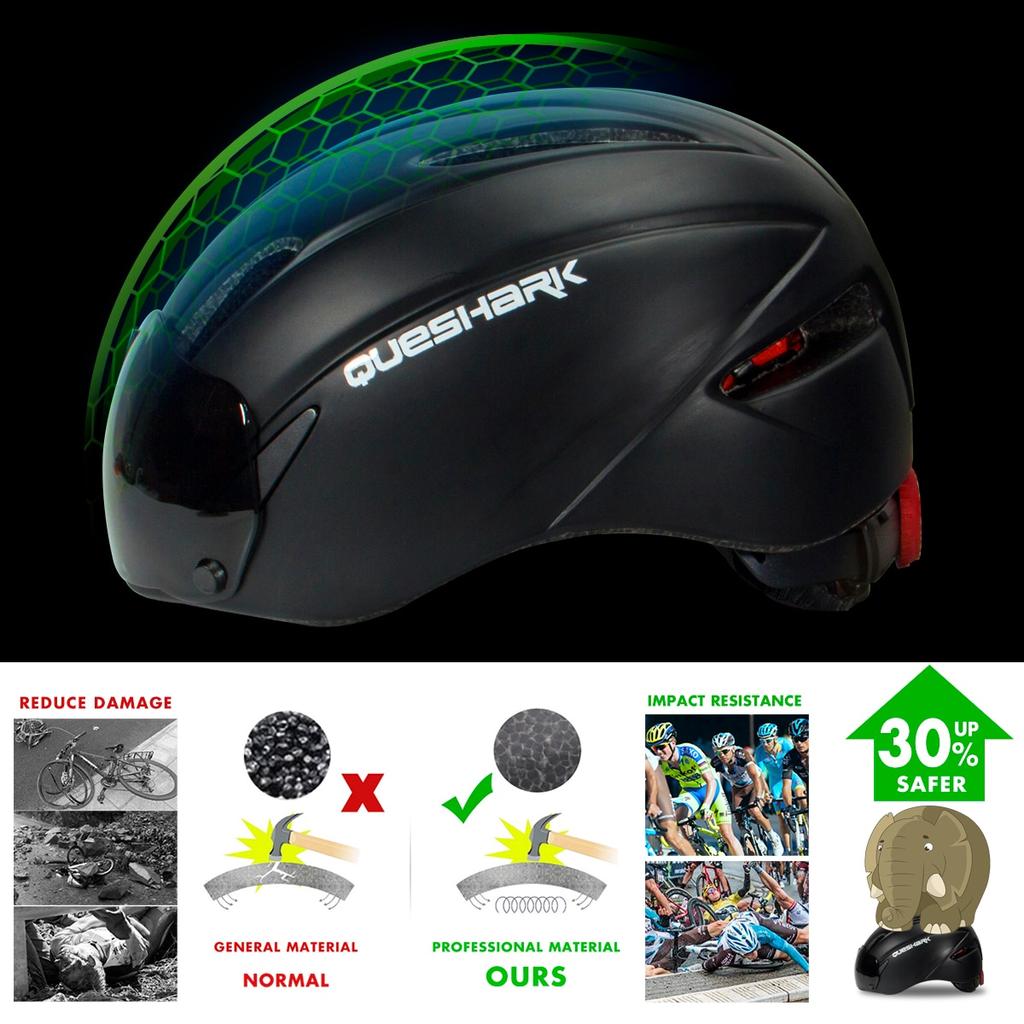 Queshark Велосипедный шлем со съемными линзами, MTB велосипедный шлем для мужчин и женщин, защитная крышка для езды на велосипеде S, размер 52-58 см