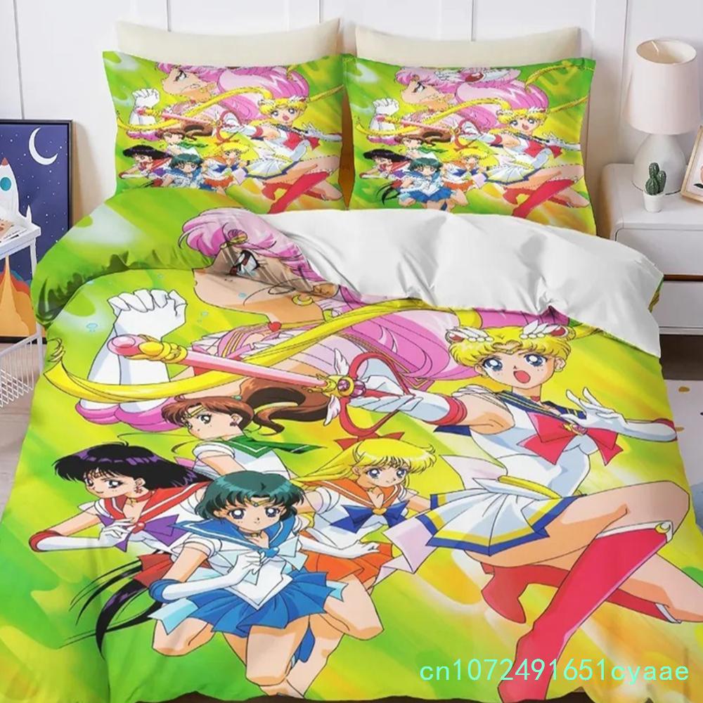 Новый комплект постельного белья Sailor Moon, комплект постельного белья в японском стиле с изображением аниме Sailor Moon, красивое детское одеяло с милым принтом для дома