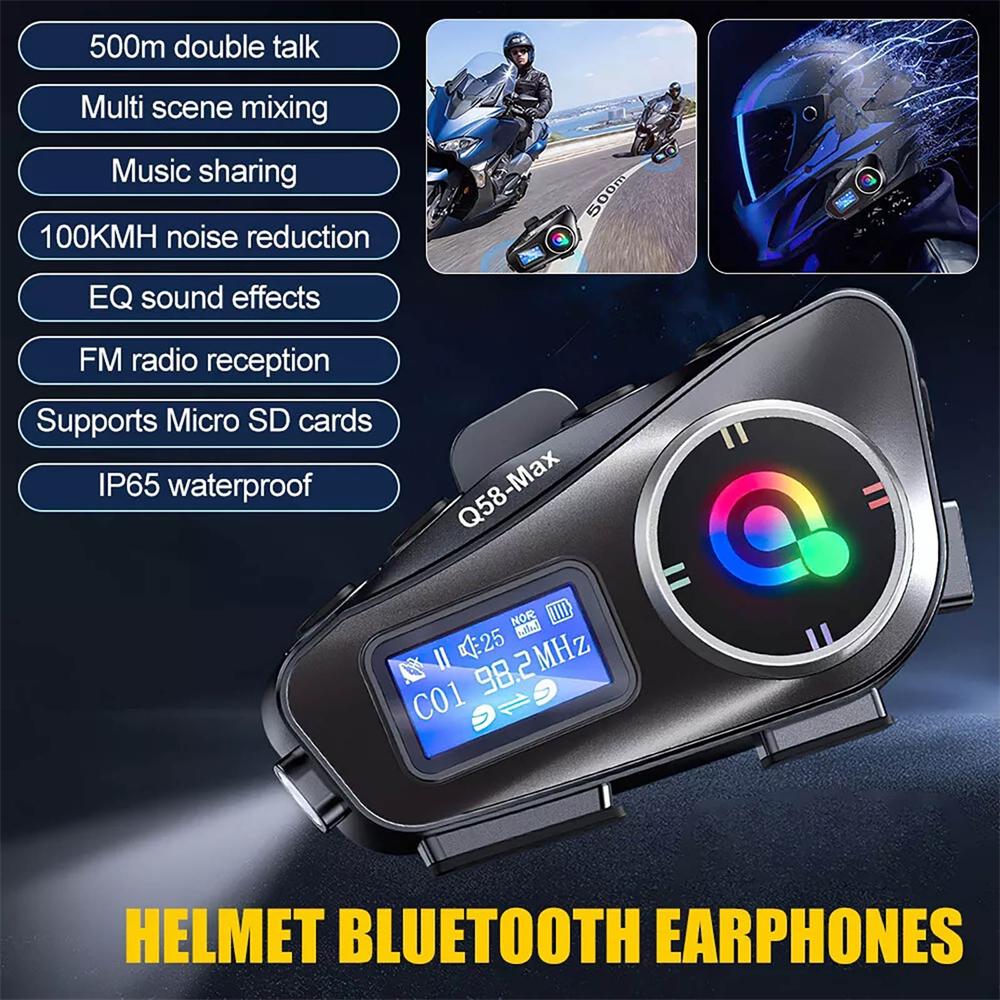 Автомобильная Bluetooth-гарнитура Мотоциклетная рация Шлем ЖК-дисплей Водонепроницаемая максимальная 32 ГБ