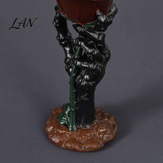 Decorative Skeleton Hand Gift Halloween Rose Candle Holder, Gothic Resin Ornament Holder for Home Table Decor, Dark Style Romantic Atmosphere
