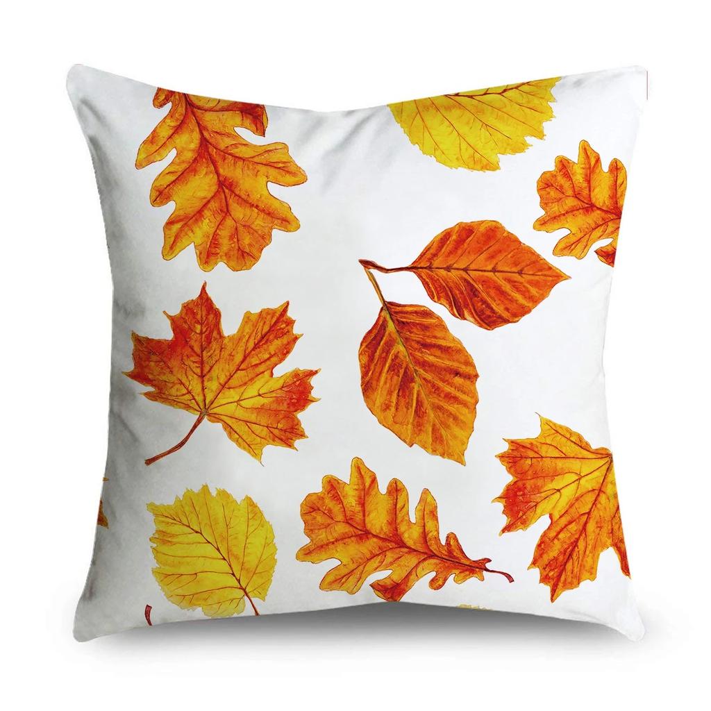 Autumn Cartoon Leaf Pattern Decorative Pillowcase Living Room Office Ornaments Home Pillowcase