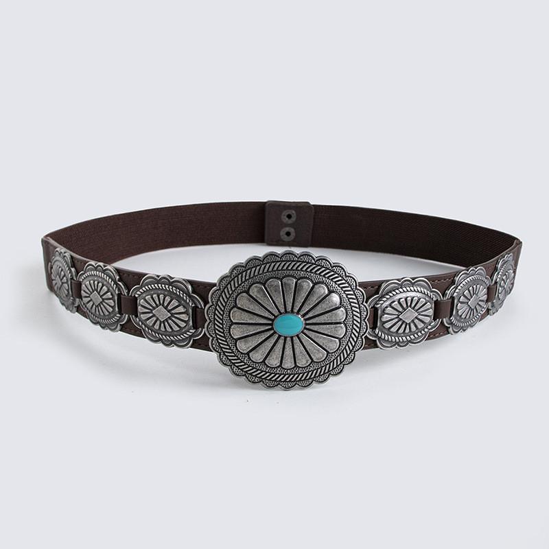 Bohemian Western Style Faux Leather Belt For Women With Metal Buckle And Retro Appeal