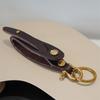 Vintage Style Olive-Shaped Crafts Brass Hardware Cowhide Keyring  Bag Hanging