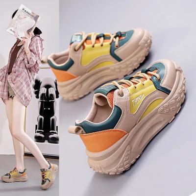 Новые женские кроссовки Универсальные кроссовки на платформе Женская спортивная обувь Удобные кроссовки на шнуровке Обувь для увеличения роста Laidy Повседневная обувь