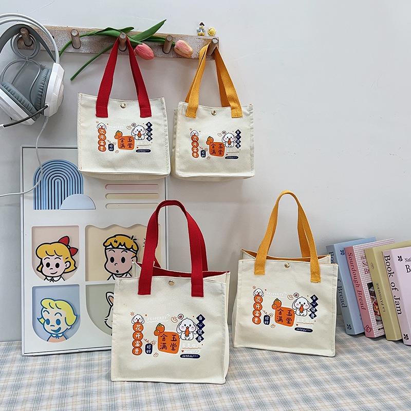 Модная женская холщовая сумка под мышкой Новая сумка для бенто с мультяшным принтом Сумка-тоут большой вместимости