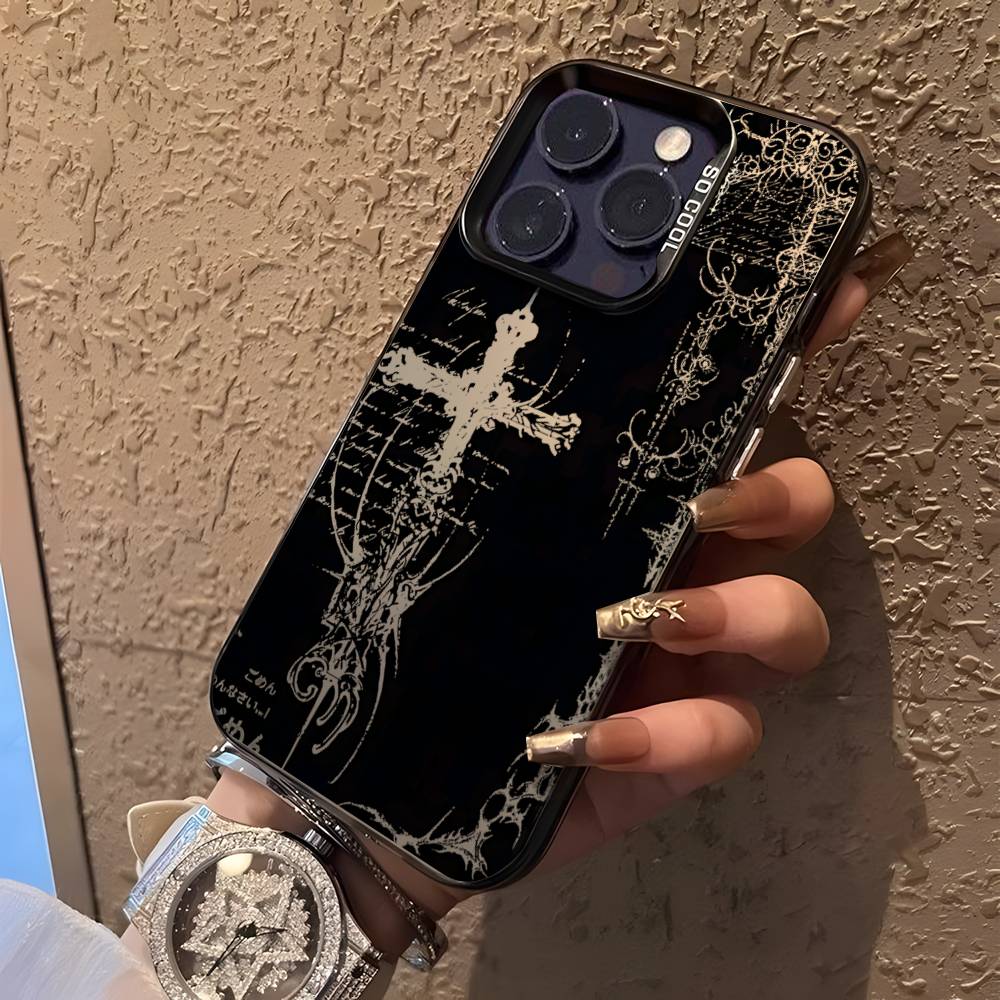 Готический кокетливый киберсигилизм Чехол для телефона Для iPhone 16,15,14,13,12,11,Pro,XS,Max,Plus,Mini,SE Черный Конфетный Матовый Ударопрочный Чехол