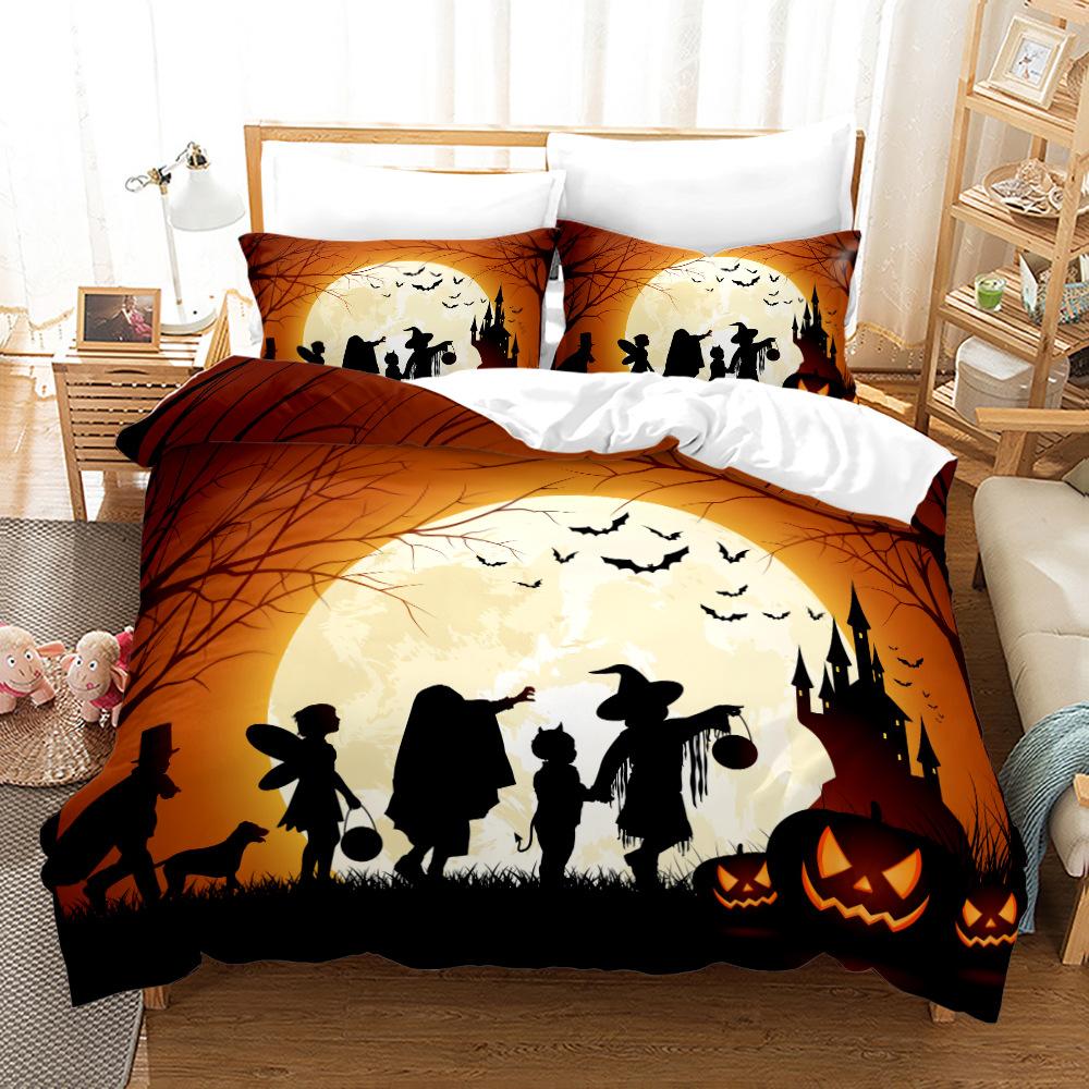 3D Halloween Bedding Set Pumpkin Ghost Quilt Cover Pillow Case 2 or 3 Pieces DE135 * 200 Halloween Atmosphere Decoration Soft Home Decoration