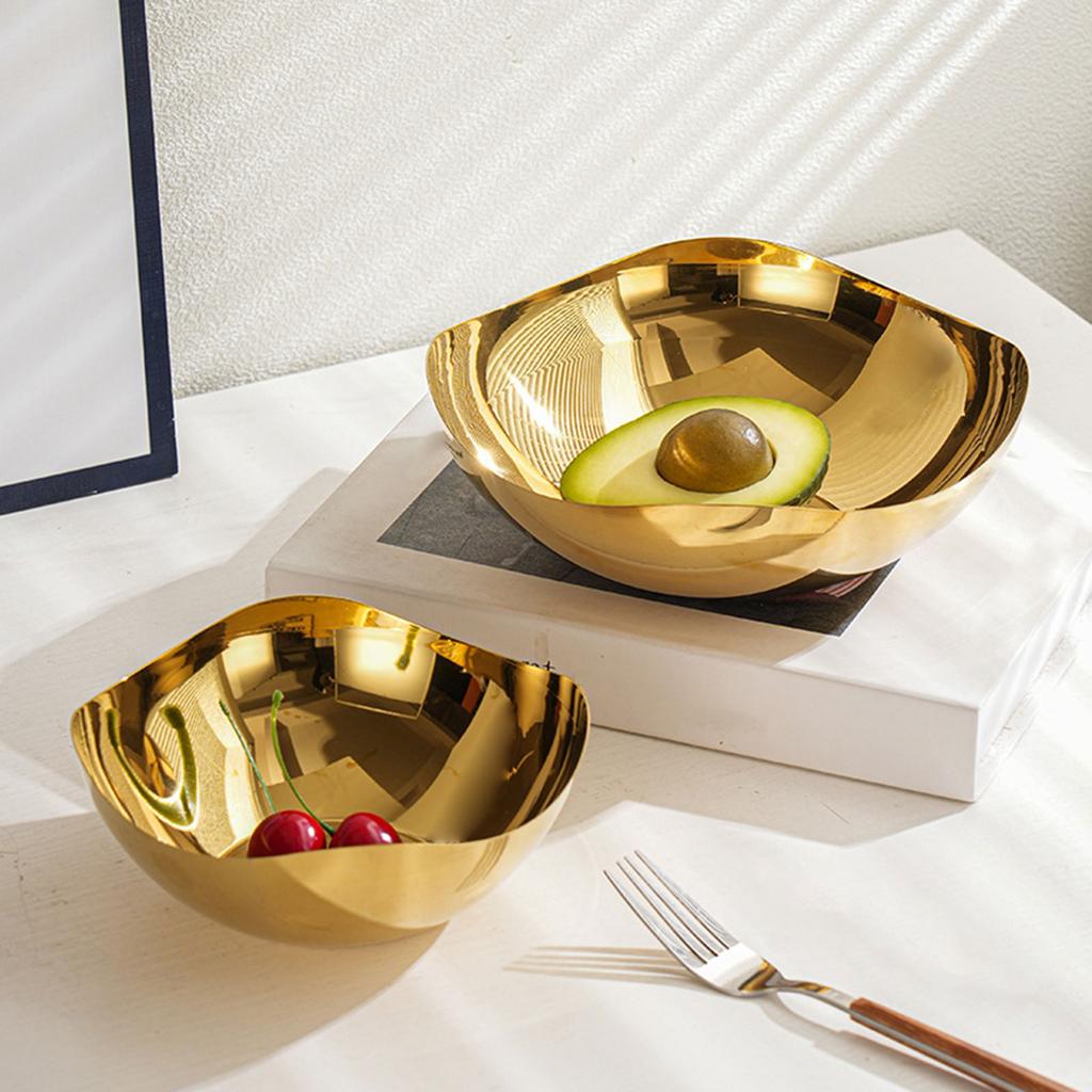 Stainless Steel Fruit Bowl Metal Salad Bowl Dining Table Centerpiece Decorative Bowl Modern Fruit Basket Enduring