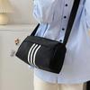High Value Trend Fashion Shoulder Bag Large Capacity Striped Simple Drum Bag Casual Versatile Messenger Bag